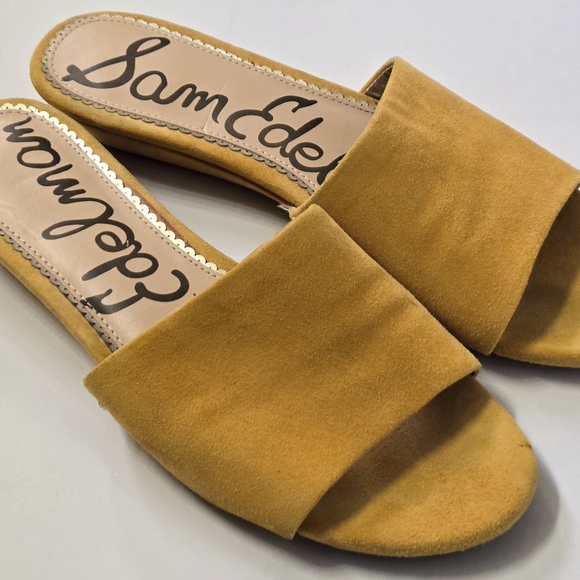 Sam Edelman Liliana Yellow Suede Leather Demi-Wedge Slide Sandals Size 8.5 M - Picture 2 of 8